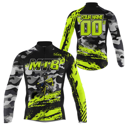 Custom Mens Womens MTB Cycling Jersey Mountain Bike Green Camo Bicycling Downhill Rider Racing Shirt| NMS818