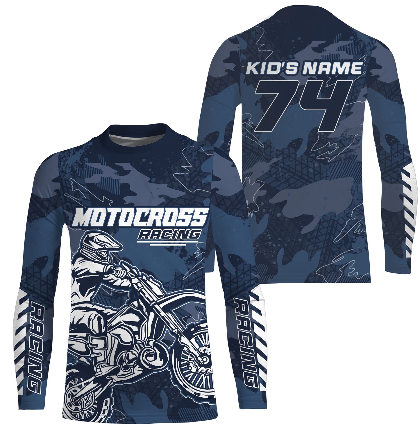 Men women kids jersey for dirt bike custom UPF30+ blue motocross racing xtreme off-road motorcycle PDT102