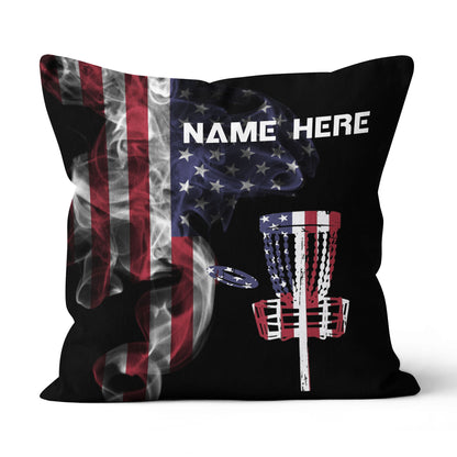 Smoky American Flag Patriotic Disc Golf Pillow Customized Disc Golf Gift LDT1180