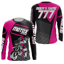 Load image into Gallery viewer, Girls Women Personalized MotoX Jersey UPF30+ Pink Dirt Bike Racing Motocross Off-Road Shirt NMS1221