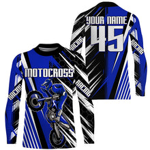 Load image into Gallery viewer, Blue Motocross Men Women Kid Jersey UPF30+ Custom Dirt Bike Off-Road Jersey Extreme Racing Shirt PDT372