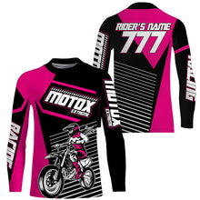 Load image into Gallery viewer, Girls Women Personalized MotoX Jersey UPF30+ Pink Dirt Bike Racing Motocross Off-Road Shirt NMS1221