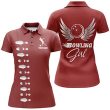 Load image into Gallery viewer, Personalized Women Polo Bowling Shirt, Bowling Girl Beautiful Wings Bowlers Jersey NBP35
