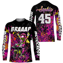 Load image into Gallery viewer, Brap Girl Women Personalized Motocross Jersey UPF30+ Biker MX Racing Off-road Dirt Bike Shirt NMS1266