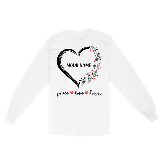 Peace love horses tattoo customized name horse shirt for girl, horse shirts D06 NQS2908 - Standard Long Sleeve
