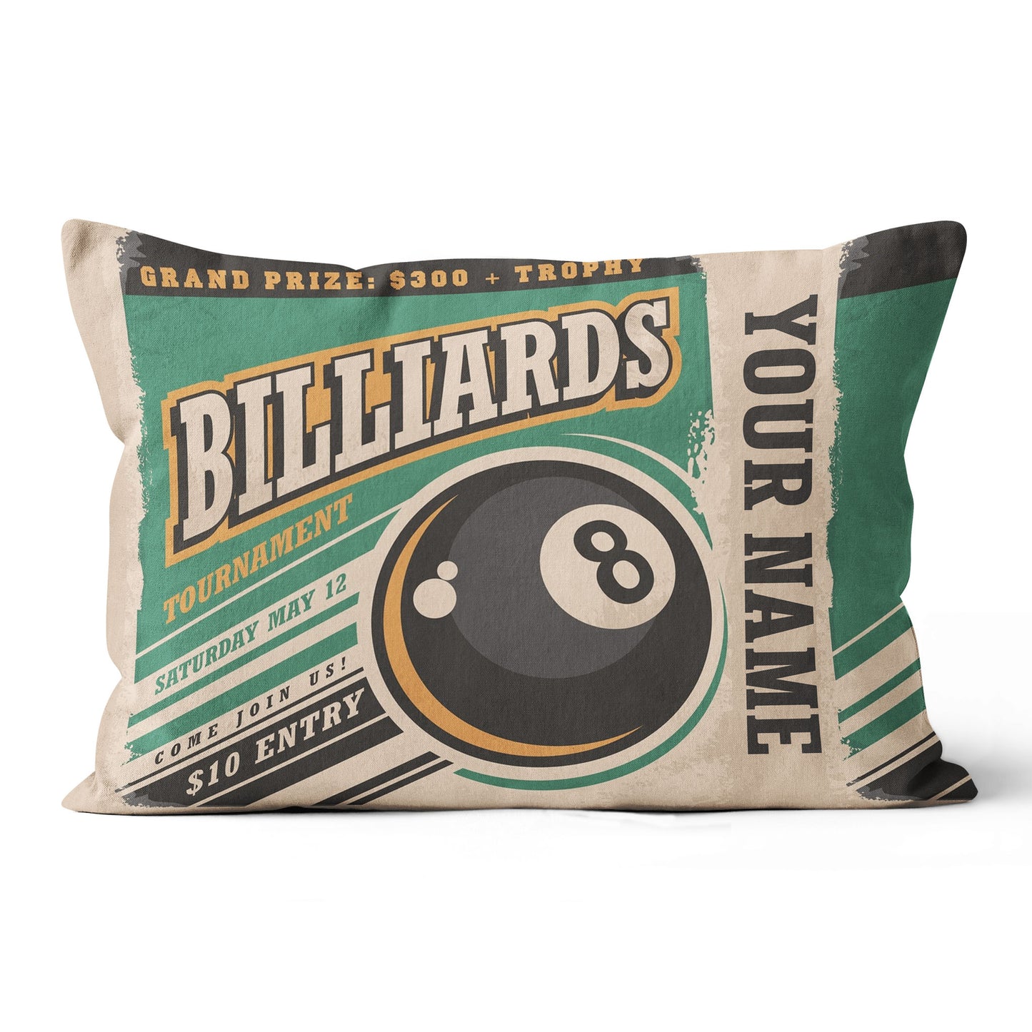 Personalized Retro Billiard Tournament Throw Pillow Gift For Pool Player VHM0840