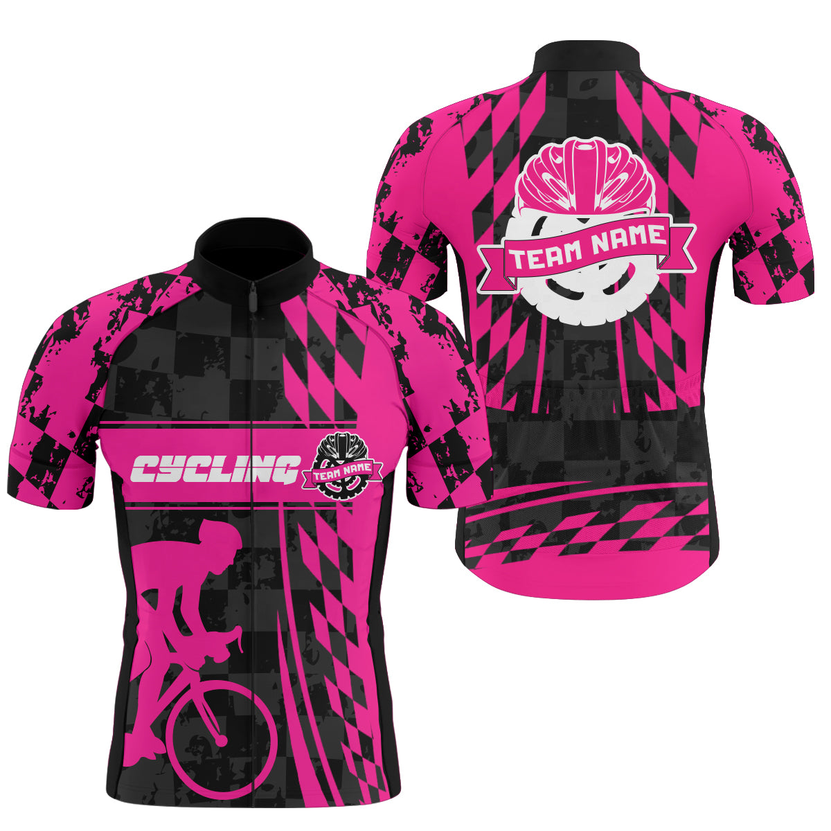 Personalized Pink men cycling jersey Biking team athletes tops UPF50+ road gear with 3 pockets| SLC62