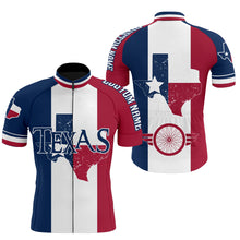 Load image into Gallery viewer, Texas Men's cycling jersey UPF50+ bike shirt with full zip 3-rear pockets MTB BMX cycle gear| SLC143