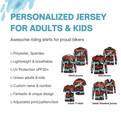 Personalized jersey Motocross kid&adult dirt bike blue MX racing UPF30+ motorcycle shirt PDT16