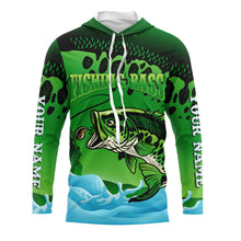 Load image into Gallery viewer, Personalized Bass Fishing green camo UV protection quick dry customize name fishing shirts UPF 30+ TMTS049