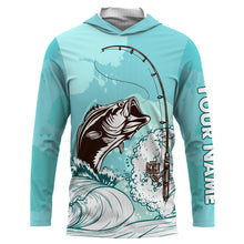 Load image into Gallery viewer, Bass Fishing Custom Long sleeve performance Fishing Shirts, Bass Fishing jerseys | sky blue - TTN32