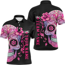 Load image into Gallery viewer, Pink Sugar Skull Tattoo Custom Unisex Team Bowling Polo Shirts, Halloween Team Bowling Jerseys IPHW5243
