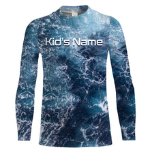 Load image into Gallery viewer, Sea camo Fishing Custom UV Long Sleeve Fishing Shirts, Saltwater Fishing Shirts - IPHW877