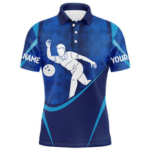 Load image into Gallery viewer, Customized Name Men'S Blue Bowling Jerseys, Personalized Bowling Shirts For Men IPHW4202