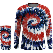 Load image into Gallery viewer, Red White and Blue American Tie dye Flag Custom UV Long Sleeve Fishing Shirts, Patriotic Fishing Shirts - IPHW1714