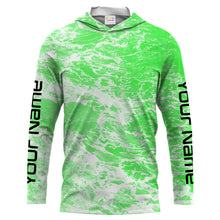Load image into Gallery viewer, Custom Saltwater Long sleeve Fishing Shirts UV Protection, Sea wave camo Fishing Shirts | green - IPHW1502