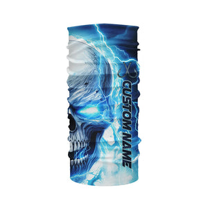 Blue Thunder Lightning Skull Custom Long Sleeve Fishing Shirts, Fish Hook Skull Fishing Jerseys IPHW5189