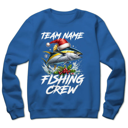 Custom Christmas Yellowfin Tuna Fishing Team Shirts, Tuna Fishing Crew Sweatshirt Fishing Gifts IPHW5666