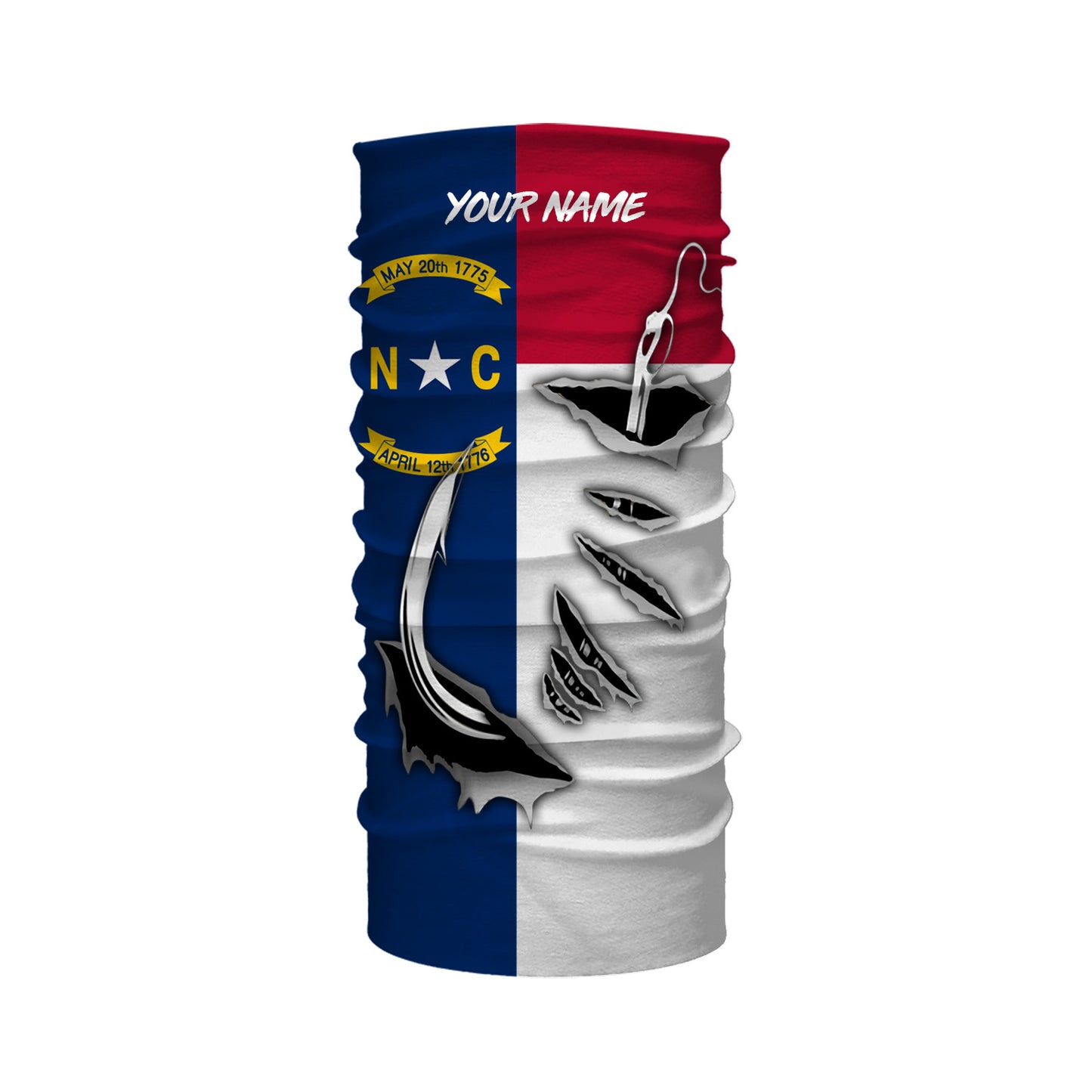 Custom North Carolina Flag 3D Fish hook UV Protection quick-dry Fishing Bandana IPH1905
