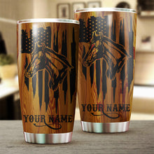 Load image into Gallery viewer, 1PC Love Horse American Flag Custom name Stainless Steel Tumbler Cup - Personalized drinking mug for adults and kids - IPH2581