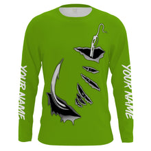 Load image into Gallery viewer, Fish hook Custom Green Long Sleeve performance Fishing Shirts Fishing jerseys - IPHW1366