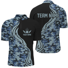Load image into Gallery viewer, Blue Camo Custom Army Bowling Team Shirts Personalized Bowling League Shirts For Men IPHW5518