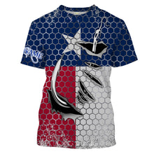 Load image into Gallery viewer, Custom Texas Flag Fishing Shirts, Texas Fish hook Long sleeve performance Fishing Shirts - IPHW1556