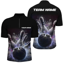 Load image into Gallery viewer, Custom Men Bowling Quarter Zip Shirts Smoke Bowling Team Jerseys Strike Bowling Shirts IPHW5402