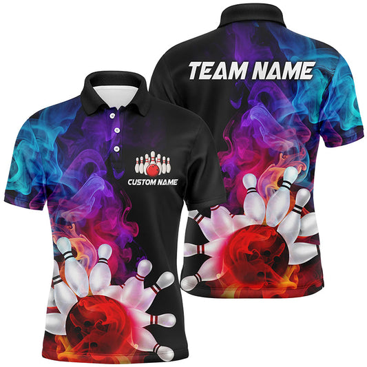 Colorful Bowling Polo Shirts For Men Smoke Bowling Jerseys Bowling Team Shirts IPHW5403