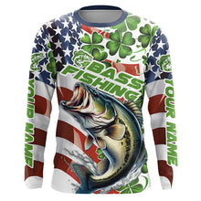 Load image into Gallery viewer, Personalized St Patrick'S Day Bass Long Sleeve Fishing Shirts, Patriotic Bass Fishing Jerseys IPHW5899
