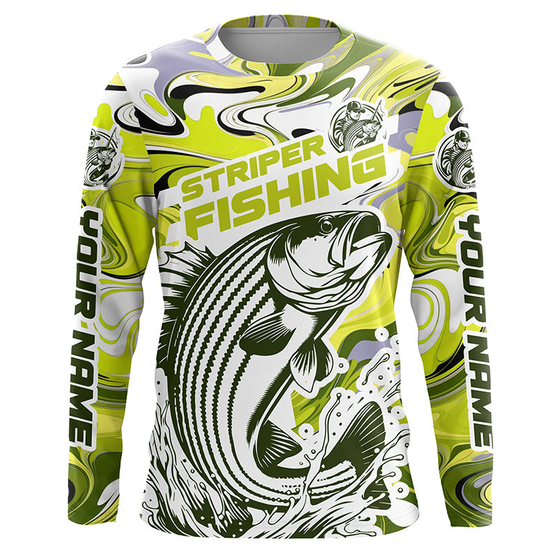 Custom Striped Bass Long Sleeve Fishing Shirts, Multi-Color Striper Fishing Jerseys IPHW5923