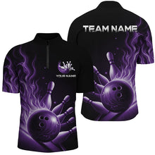 Load image into Gallery viewer, Personalized Purple Flame Bowling Polo Shirts For Men And Women Bowling Team Jerseys Strike Bowling IPHW5823