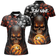 Load image into Gallery viewer, Custom Skull Bowling Womens Polo Shirts Bowling League Team Jerseys Halloween Outfits IPHW5346