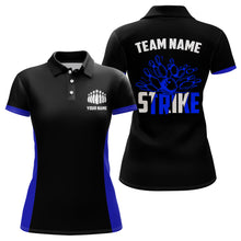Load image into Gallery viewer, Personalized Strike Bowling Team Shirts Ladies Bowling Shirts Bowling League Jerseys | Blue IPHW5513