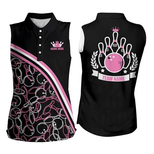 Custom sleeveless bowling shirt for bowling – personalized team jersey front view