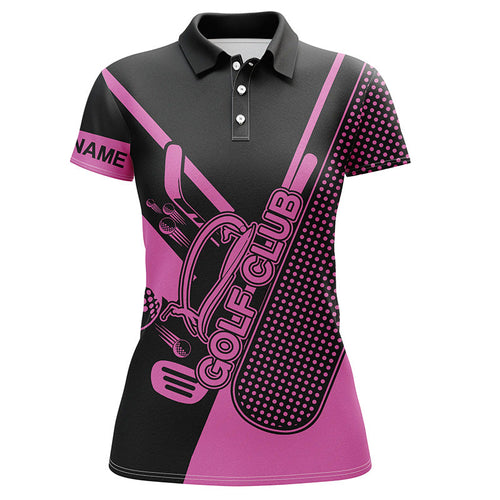 Pink and black Womens golf polo shirts custom golf club attire for women, golf gift for ladies NQS6359