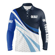 Load image into Gallery viewer, Mens golf polo shirts blue and white golf balls custom name golf shirts for men, gift for golf lovers NQS4316