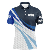 Load image into Gallery viewer, Mens golf polo shirts blue and white golf balls custom name golf shirts for men, gift for golf lovers NQS4316