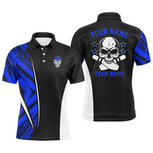Load image into Gallery viewer, Black and blue camo Custom camo Bowling polo Shirts For Men, team skull Bowling Jerseys NQS6368