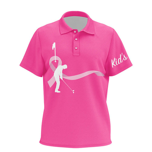 Breast Cancer Awareness golf shirts custom team golf polo shirt for Kid, pink ribbon golf shirts NQS6371
