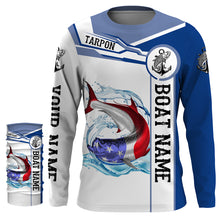 Load image into Gallery viewer, Tarpon Fishing American Flag Custom name and boat name performance Fishing Shirts, Patriotic Fishing gifts NQS2363