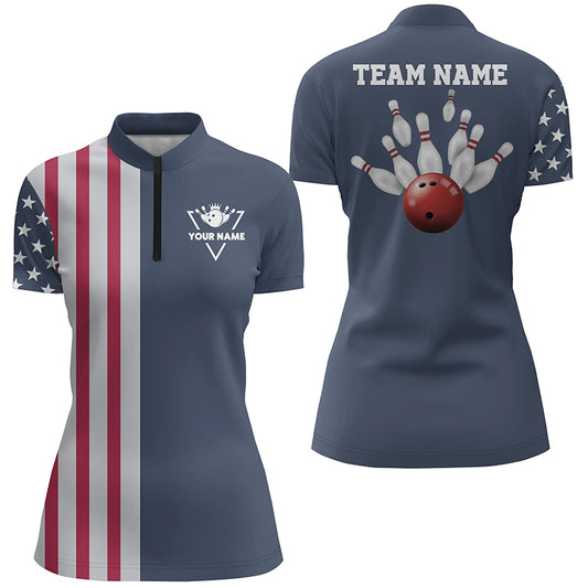 Custom bowling shirt for women – personalized team jersey front view