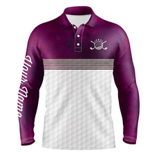 Load image into Gallery viewer, Pink and white Mens golf polo shirts custom name golf shirts for men, personalized golf gifts NQS6451
