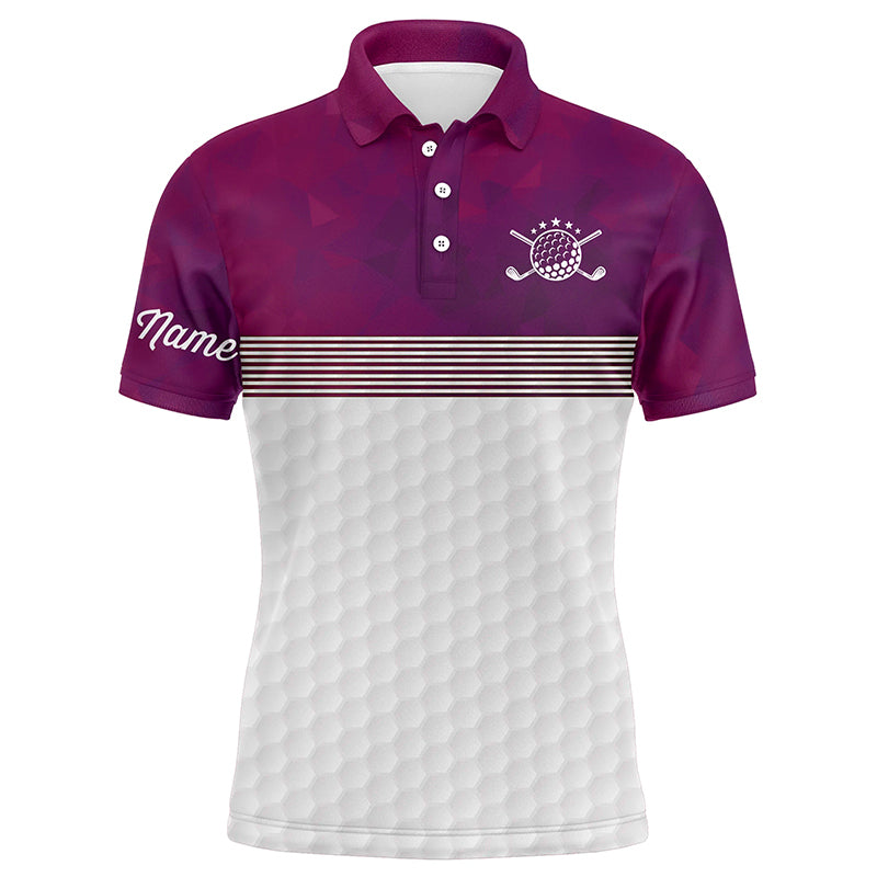 Pink and white Mens golf polo shirts custom name golf shirts for men, personalized golf gifts NQS6451