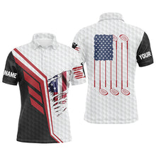 Load image into Gallery viewer, American flag golf clubs white golf balls skin custom Men golf polo shirts, personalized golf gifts NQS4850