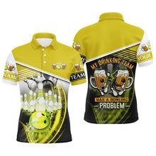 Load image into Gallery viewer, Mens polo bowling shirts Custom My drinking team has a bowling problem team league jerseys | Yellow NQS7015
