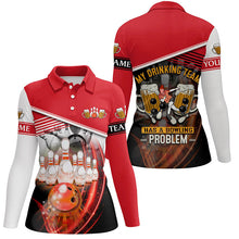 Load image into Gallery viewer, Women bowling polo shirts Custom My drinking team has a bowling problem team league jerseys | Red NQS7016