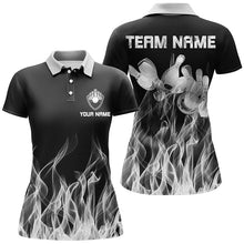 Load image into Gallery viewer, White flame Womens bowling polo shirt black Bowling Jerseys Personalized Bowling Team Shirts NQS6821