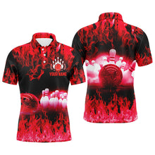 Load image into Gallery viewer, Red flame Mens polo bowling shirts, Personalized men's bowling jerseys, bowling team jerseys NQS6366