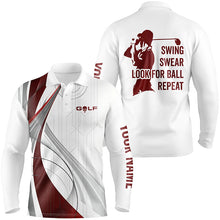 Load image into Gallery viewer, Mens golf polo shirts custom swing swear look for ball repeat white golf tops for mens NQS6863